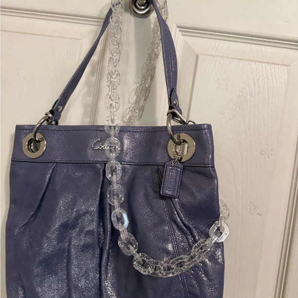 Coach Shimmery Purple Shoulder Bag with Clear Chain Detail - Picture 5 of 6